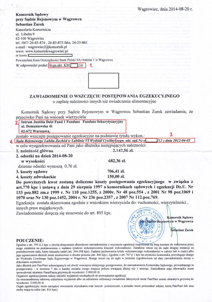 Jak Anulować Dług - zawiadomienie o wszczęciu postępowania egzekucyjnego