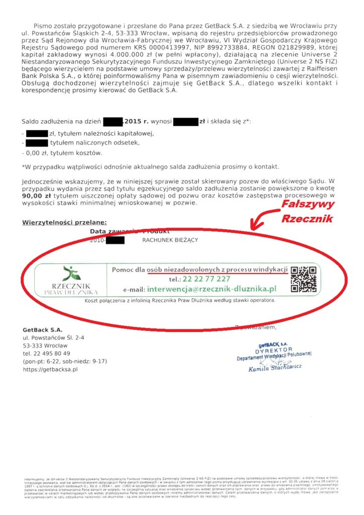 Rzecznik Praw Dłużnika to oszustwo firmy windykacyjnej