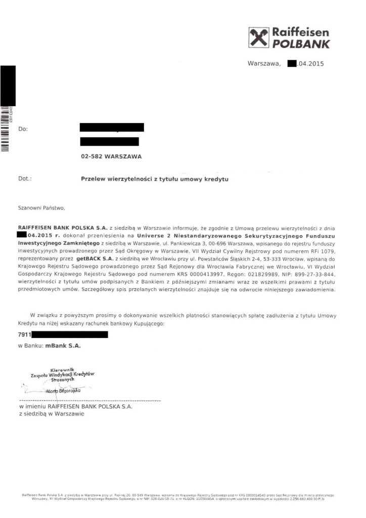 To jest bardzo ciekawe zjawisko, że Bankowi tak zależy by pożyczyć nam pieniądze, że bombarduje mnie tak samo jak wierzyciel, jeśli potem bank mu sprzeda dług niespłacony lub jeszcze częściej spłacony w całości lub części. To niewiarygodne, ale to powszechne zjawisko dzisiaj, że banki sprzedają wierzytelności, które w 90% lub nawet 100% zostały już spłacone. To mafijny układ.