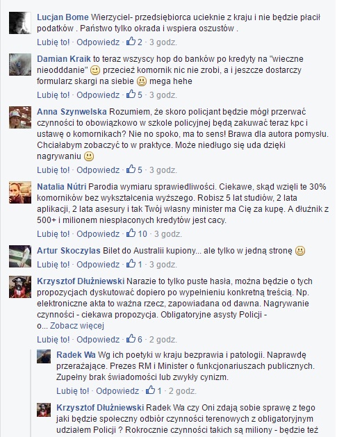 komentarze z FB na profilu Komornik w Polsce